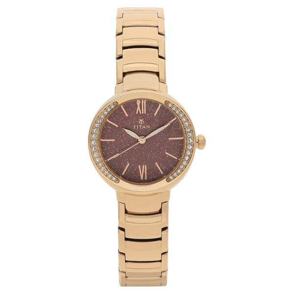 Titan Quartz Analog Red Dial Stainless Steel Strap Watch for Women - image number 0