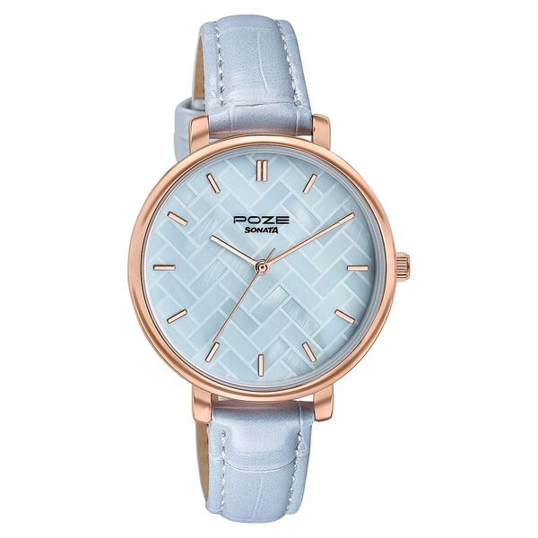 Sonata Poze Quartz Analog Blue Dial Blue Colour Leather Strap Watch For Women - image number 1