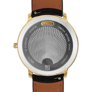 Titan Nebula Lustre 18 KT Gold Quartz Analog with Date18KT Gold Dial Leather Strap Watch For Men