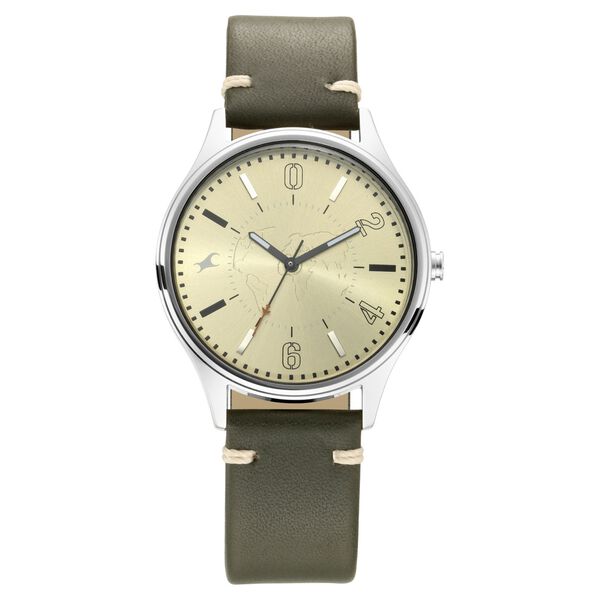 Fastrack Tripster Quartz Analog Green Dial Leather Strap Watch for Guys - image number 1