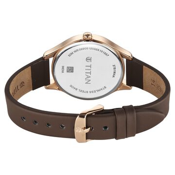 Titan Neo Quartz Analog Grey Dial Brown Leather Strap Watch For Women