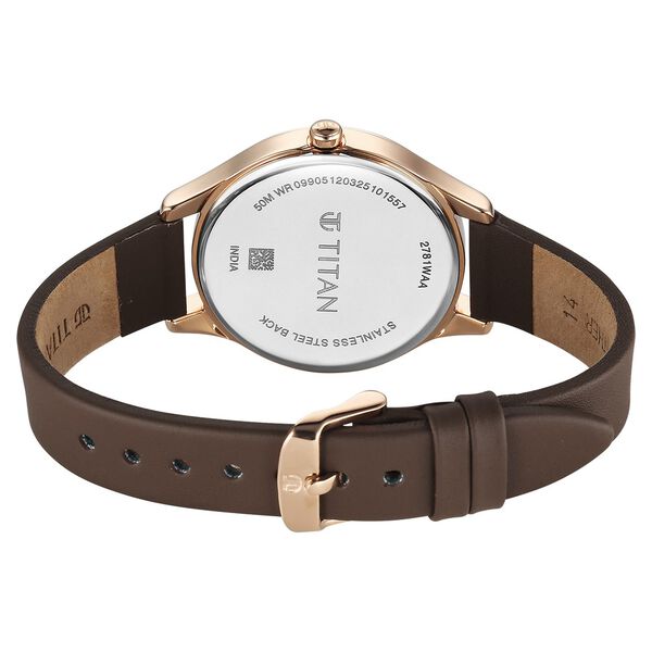Titan Neo Quartz Analog Grey Dial Brown Leather Strap Watch For Women - image number 5