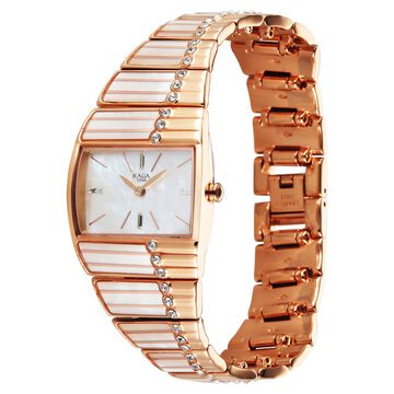 Titan Raga Power Pearls 2.0 Quartz Analog Mother Of Pearl Dial Rose Gold Metal Strap Watch For Women