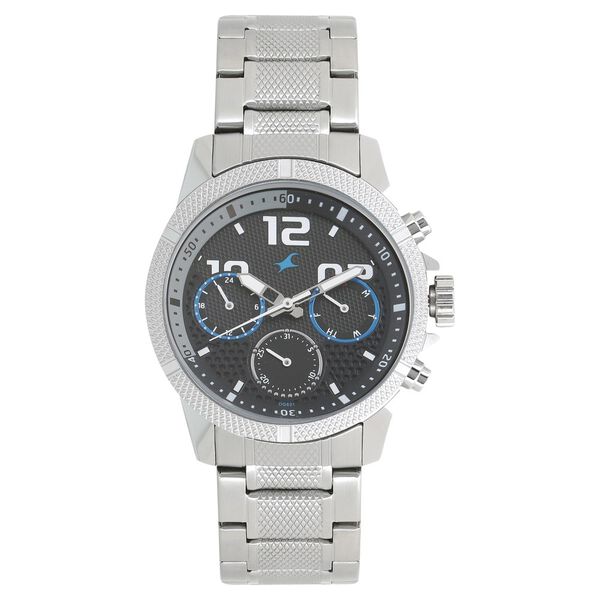 Fastrack Loopholes Quartz Multifunction Black Dial Stainless Steel Strap Watch for Guys - image number 0