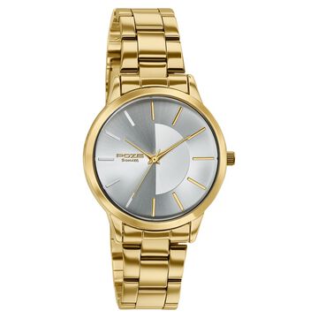 Poze By Sonata Quartz Analog Silver Dial Golden Stainless Steel Strap Watch For Women