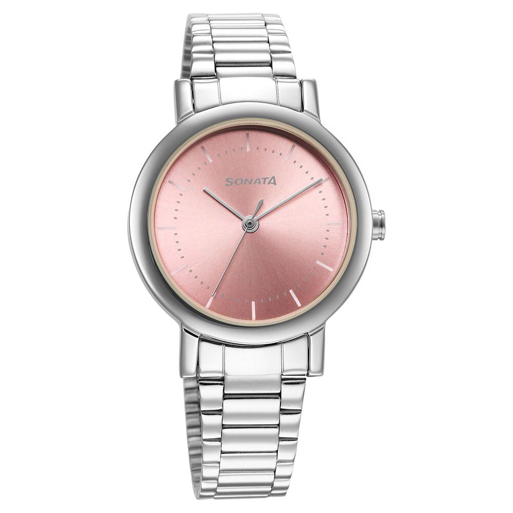 Buy Online Sonata Ladies Essentials Pink Dial Stainless Steel