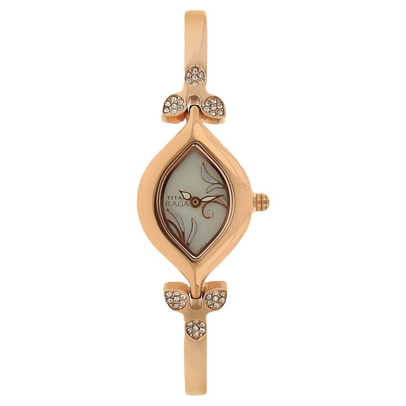 Titan Analog White Dial Quartz Metal Strap watch for Women