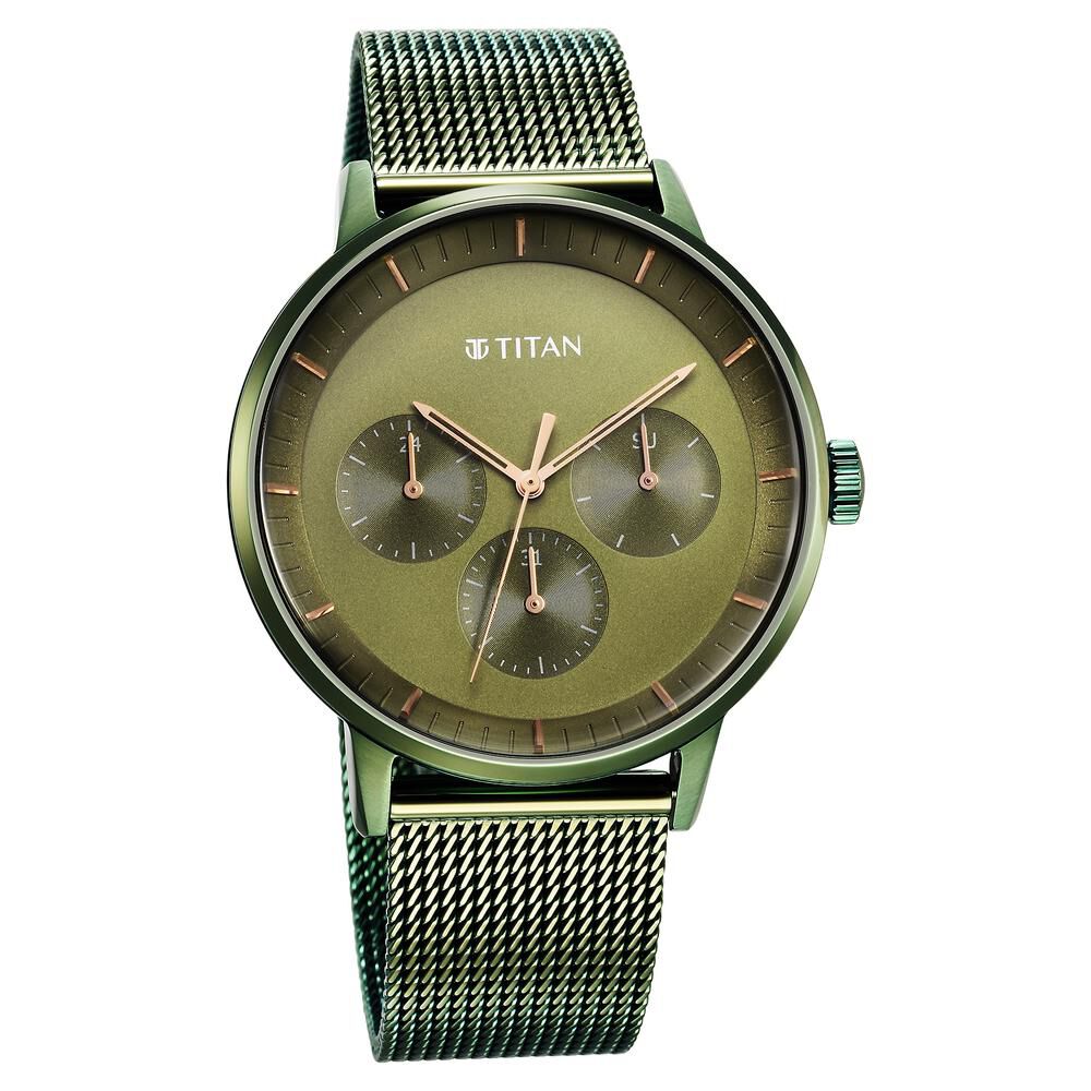 Titan watch green 2025 dial