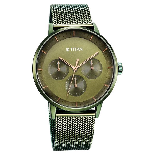 Titan Modern Classics Green Dial Quartz Multifunction Stainless Steel Strap Watch for Men - image number 1