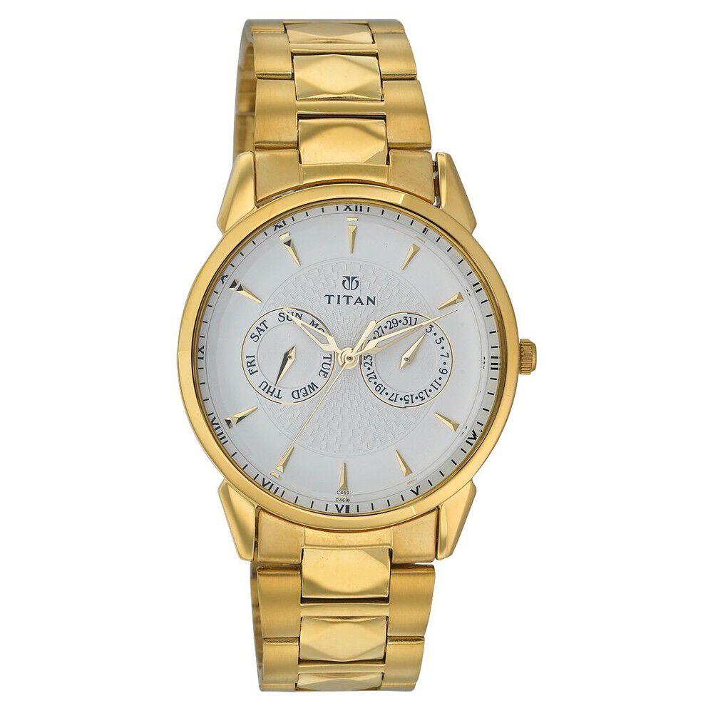 Buy Online Titan Quartz Multifunction Silver Dial Watch for Men