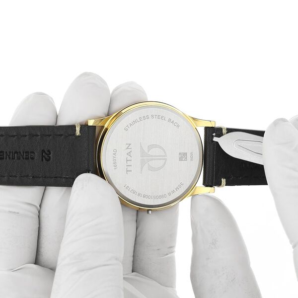 22 mm Black Genuine Leather Straps for Men - image number 5