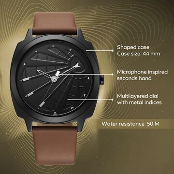 Fastrack Groove Quartz Analog Black Dial Guys Leather Watch