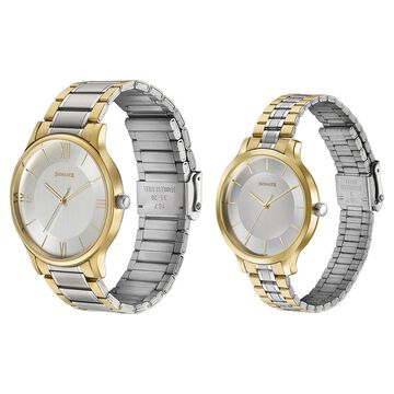 Sonata Modern Bandhan Quartz Analog Silver Dial Stainless Steel Strap Watch for Couple