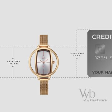 Vyb Charmer By Fastrack Quartz Analog Silver Dial Rose Gold Stainless Steel Strap Watch For Girls