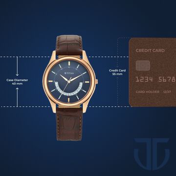 Titan Lagan Blue Dial Analog Leather Strap Watch for Men
