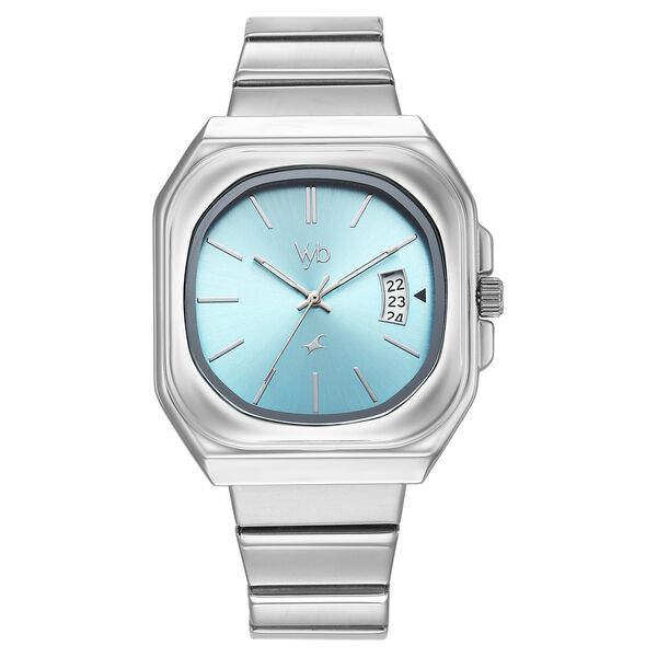Vyb Pioneer By Fastrack Quartz Analog Blue Dial Silver Stainless Steel Strap Watch For Guys - image number 1