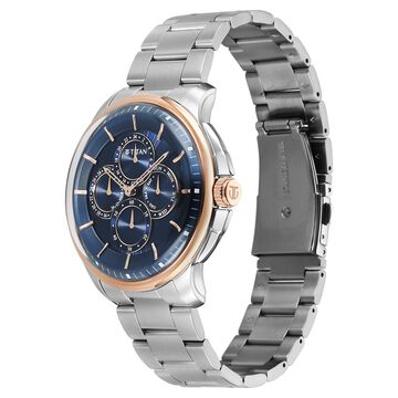 Titan Classique Four Eye Multifunction Analog with Blue Dial Silver Stainless Steel Strap Watch for Men