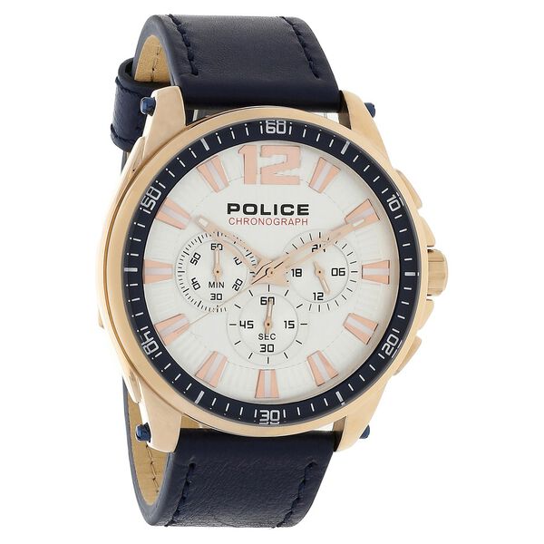 Police Quartz Chronograph Silver Dial Leather Strap Watch for Men - image number 1