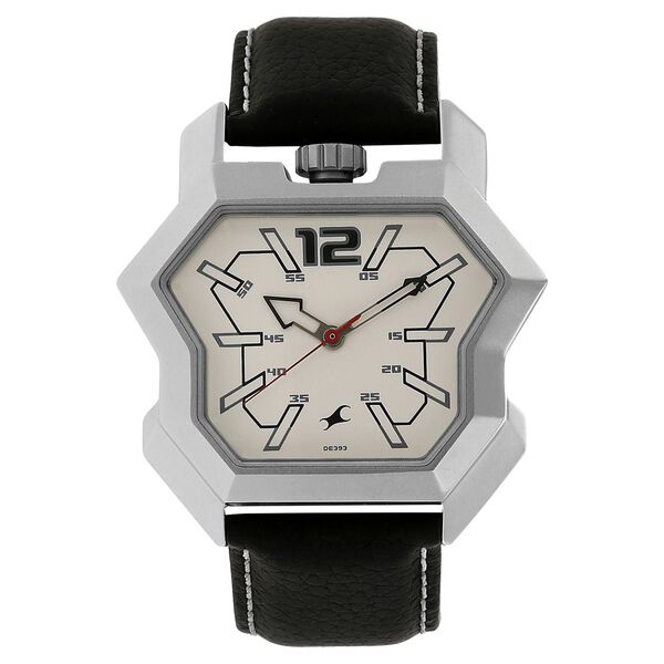 Fastrack Quartz Analog White Dial Leather Strap Watch for Guys - image number 0