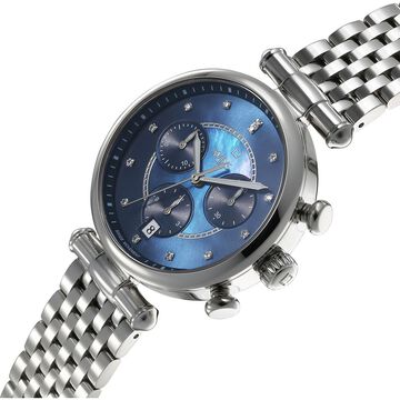Xylys Quartz Chronograph Blue Dial Silver Stainless Steel Strap Watch For Women