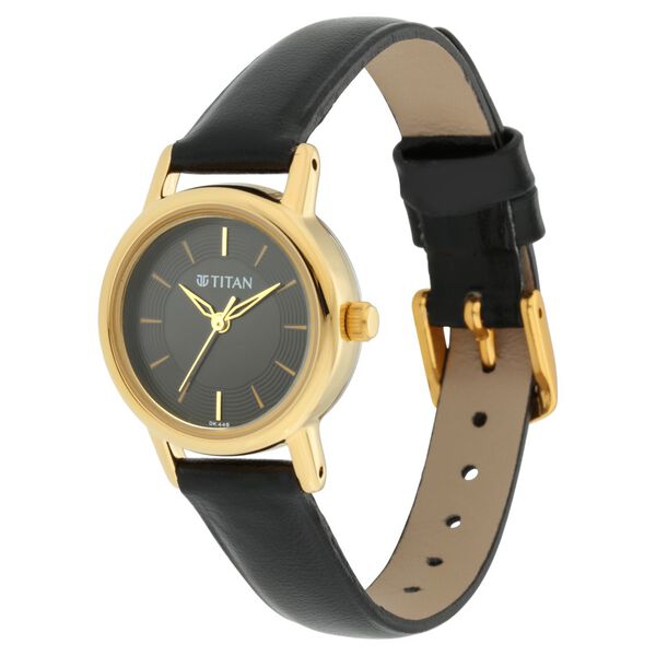 Titan Quartz Analog Black Dial Leather Strap Watch for Women - image number 2