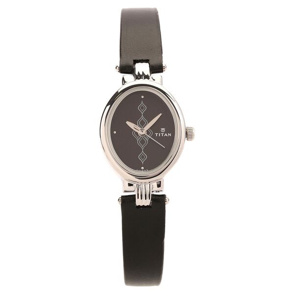 Titan Quartz Analog Black Dial Leather Strap Watch for Women - image number 0