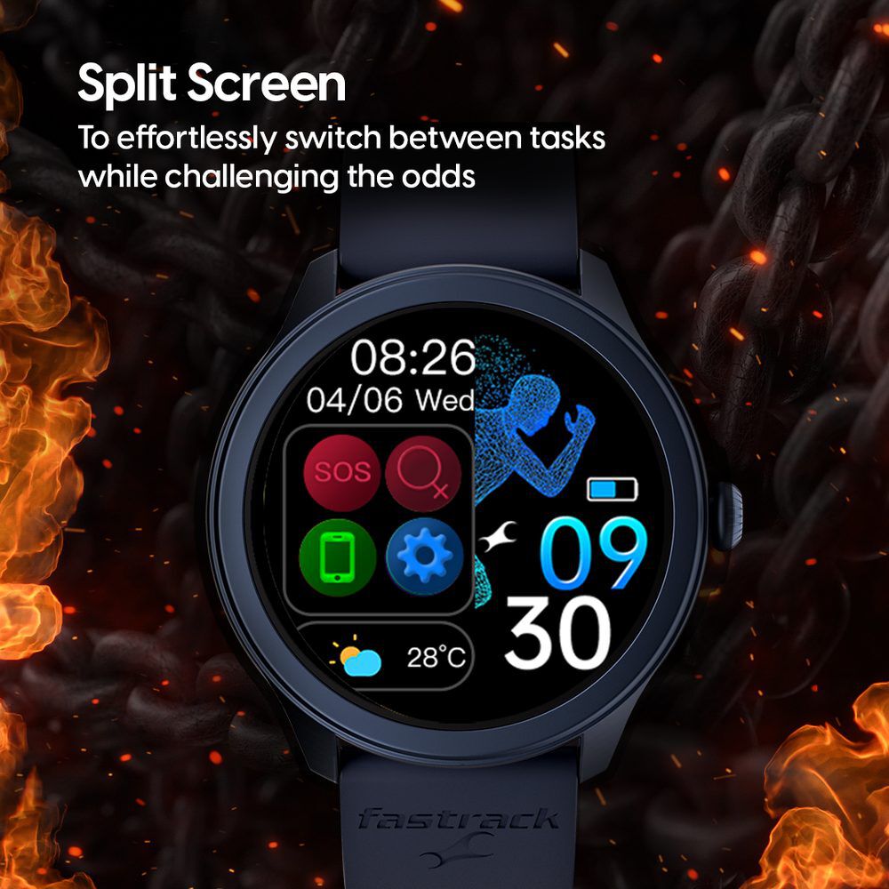 Buy Online Fastrack Reflex Invoke Smartwatch Blue BT Calling Advanced Chipset Breathing Rate IP68 38091pp03 p Titan