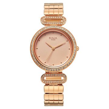 Titan Raga DEC Blaze Quartz Analog Rose Gold Dial Rose Gold Metal Strap Watch For Women