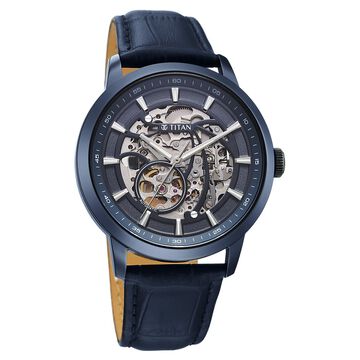 Titan Phoenix Skeletal Automatic Analog with Blue Leather Strap Watch for Men