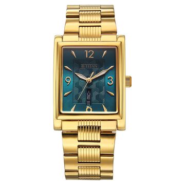 Titan Karishma Wedding Edit Analog with Day Date With Green Dial Two Toned Stainless Steel Strap Watch for Men