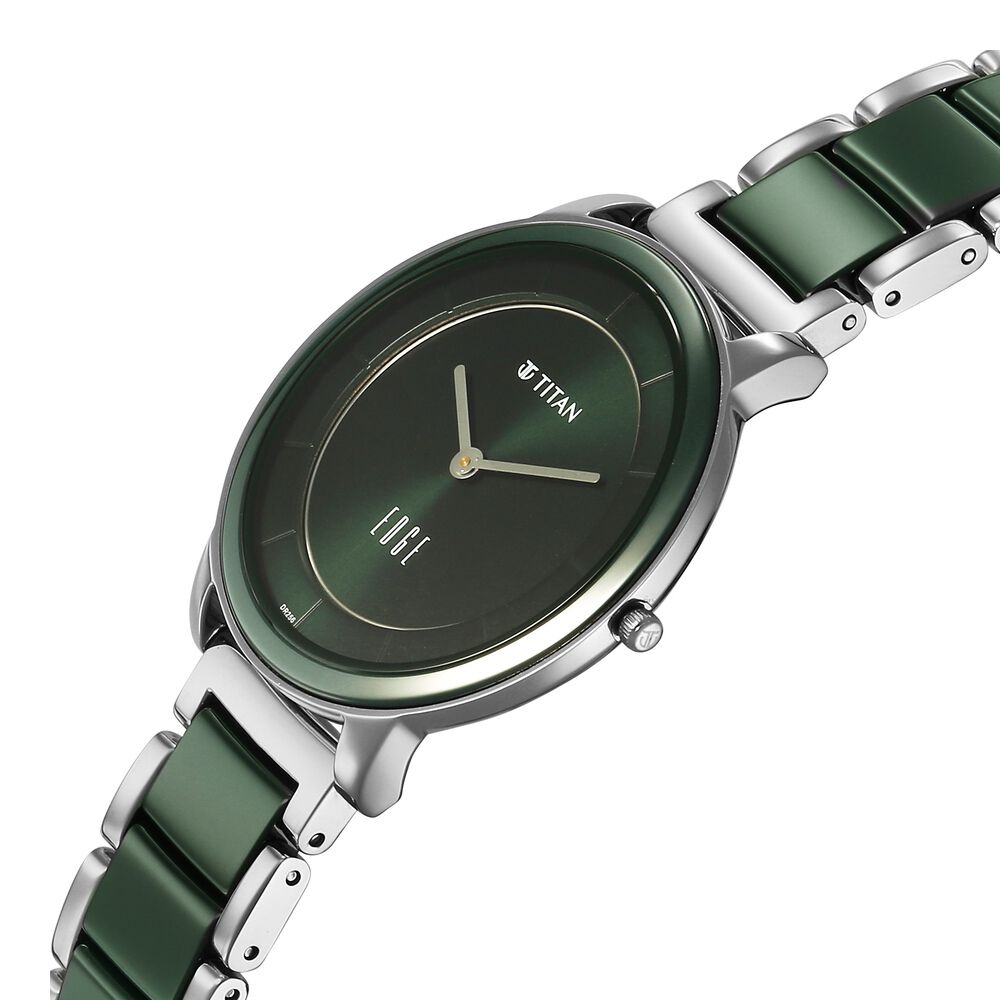 Buy Online Titan Edge Melange Quartz Analog Green Dial Green Steel