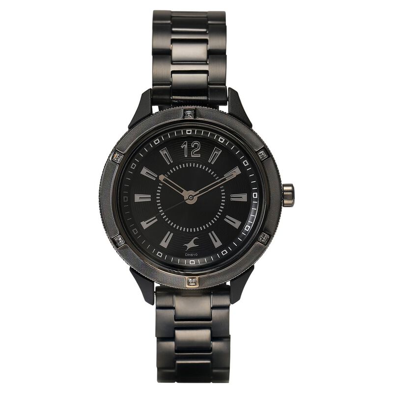 Fastrack Varsity Quartz Analog Black Dial Metal Strap Watch for Girls