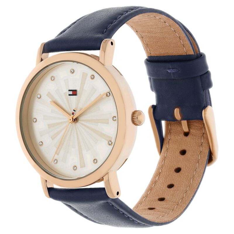 Tommy Hilfiger Quartz Analog Off White Dial Leather Strap Watch for Women - image number 2