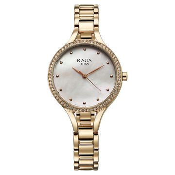 Titan Raga Showstopper Quartz Analog Mother Of Pearl Dial Metal Strap Watch For Women