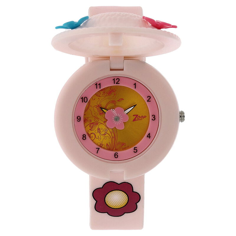 Zoop By Titan Quartz Analog Golden Dial PU Strap Watch for Kids