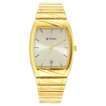 Titan Karishma Quartz Analog with Date Champagne Dial Stainless Steel Strap Watch for Men