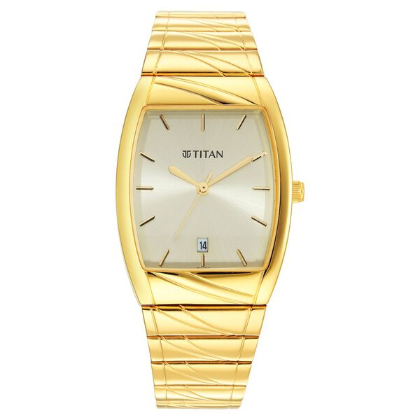 Titan Karishma Quartz Analog with Date Champagne Dial Stainless Steel Strap Watch for Men - image number 1