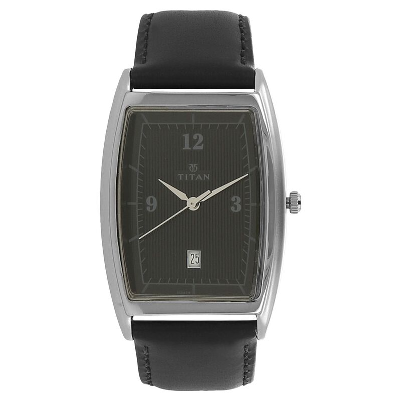 Titan Quartz Analog with Date Black Dial Leather Strap Watch for Men - image number 0