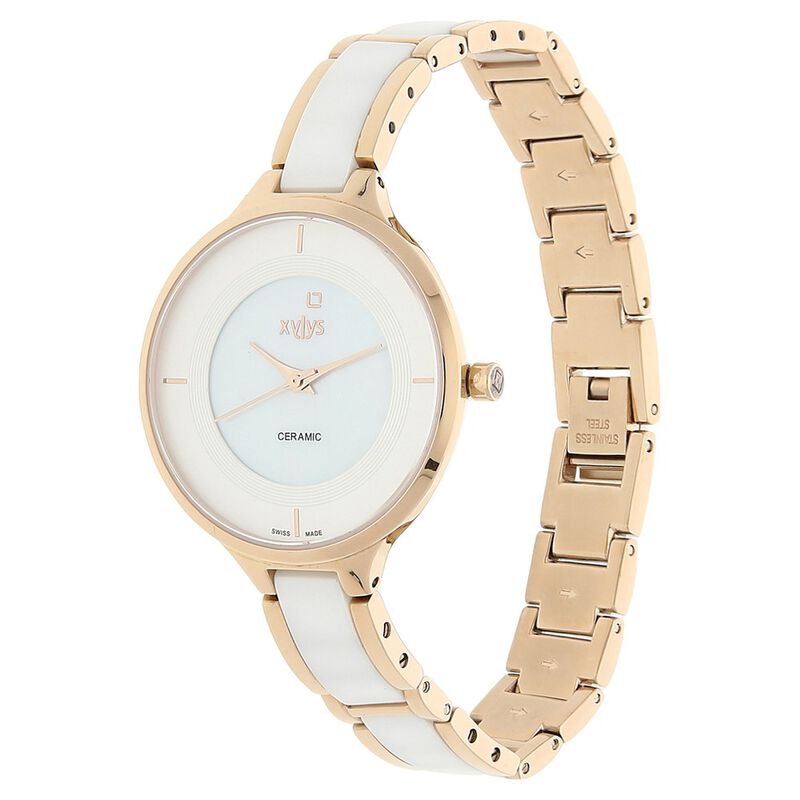 Xylys Quartz Analog White Dial Steel & Ceramic Strap Watch for Women - image number 1