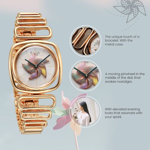 Titan Raga Memoirs Pinwheel Quartz Analog Mother of Pearl Dial With Rose Gold Color Metal Strap Watch For Women - image number 1