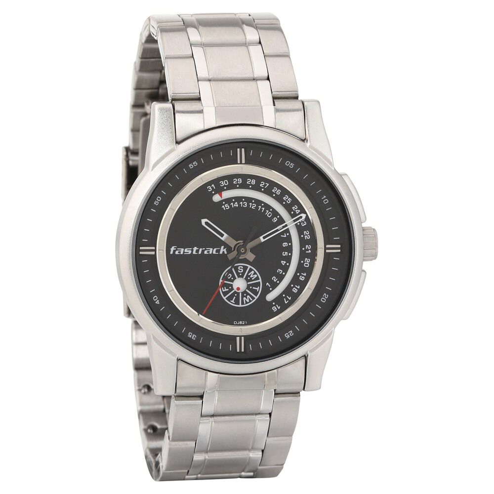 Buy Online Fastrack Go Skate Quartz Analog with Day and Date Black