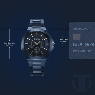 Titan Classic Slim Multifunction Quartz Multifunction Blue Dial Stainless Steel Strap Watch For Men