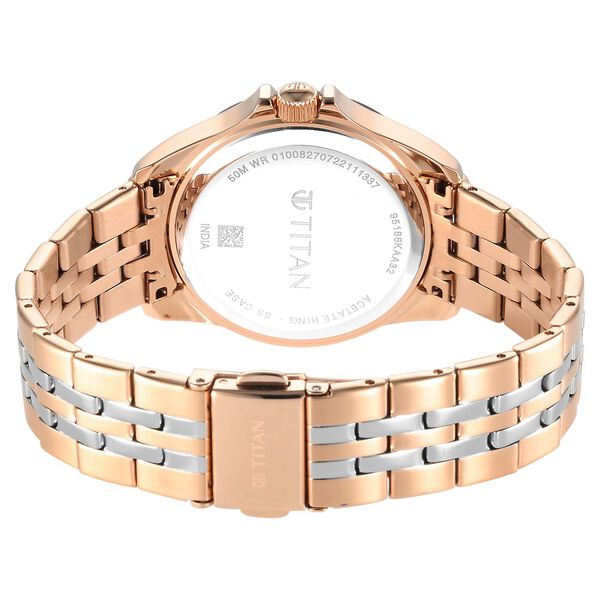 Titan Acetate Black Dial Analog with Day and Date Stainless Steel Strap Watch for Women - image number 4