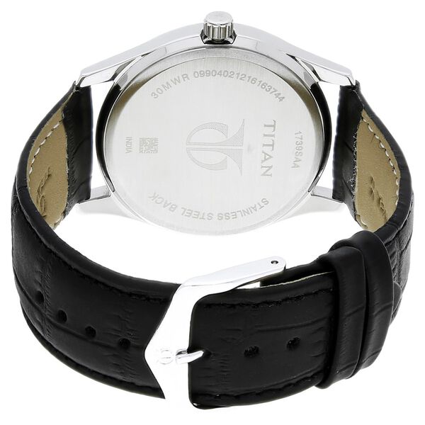 Titan Quartz Analog Black Dial Leather Strap Watch for Men - image number 3