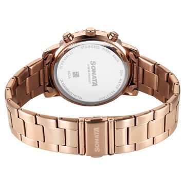 Sonata Chronos Quartz Analog with Date Brown Dial Rose Gold Colour Stainless Steel Strap Watch For Men
