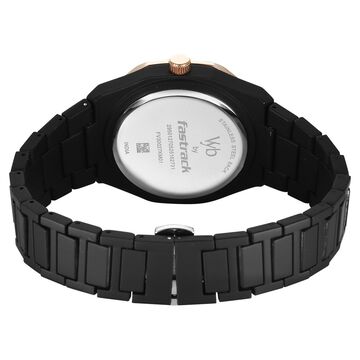 Fastrack Vyb Hustler By Fastrack Quartz Analog Black Dial Black Metal Strap Watch For Guys