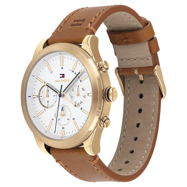 Tommy Hilfiger Quartz Multifunction Silver Dial Leather Strap Watch for Men - image number 1