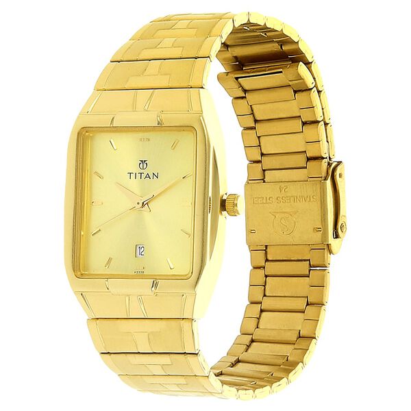 Titan Analog with Date Champagne Dial Metal Strap watch for Men - image number 1