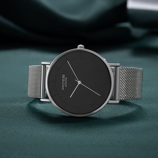Buy Online Sonata Poze Quartz Analog Black Dial Silver Mesh Strap