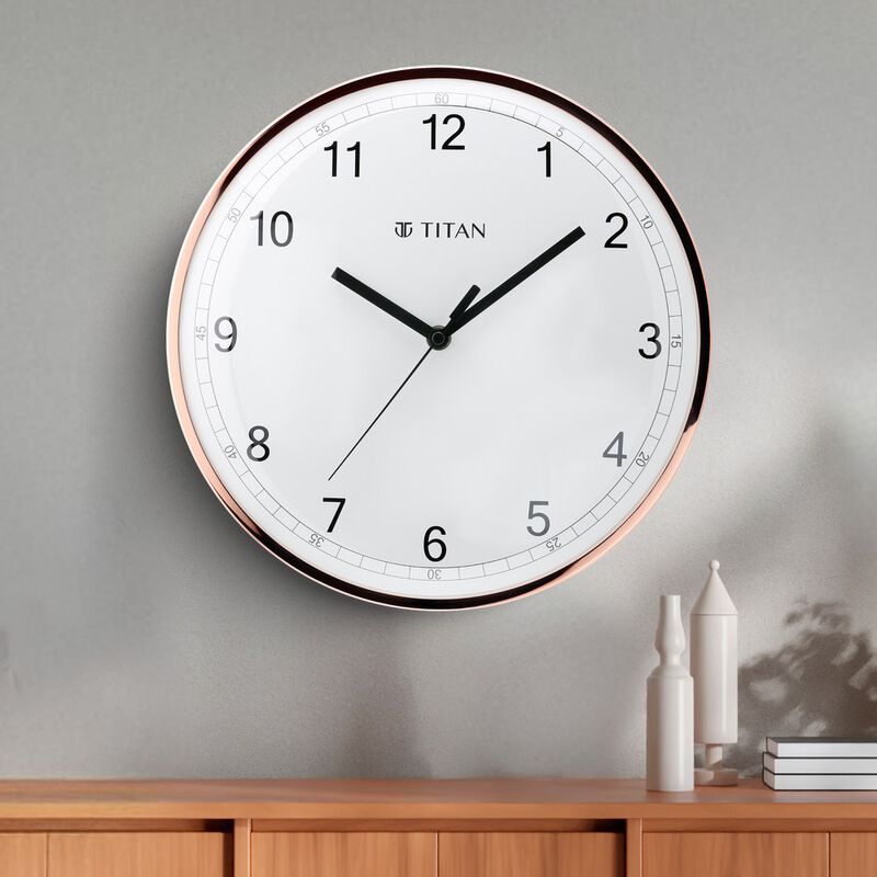 Titan Metallic Luxurious 30.4 cm Wall Clock with Crystal-Clear Domed Glass